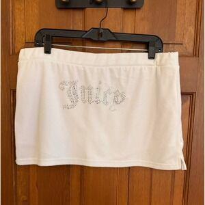 Juicy Couture x Forever 21 Rhinestone Skirt Skort Womens XL White Pull- On Terry